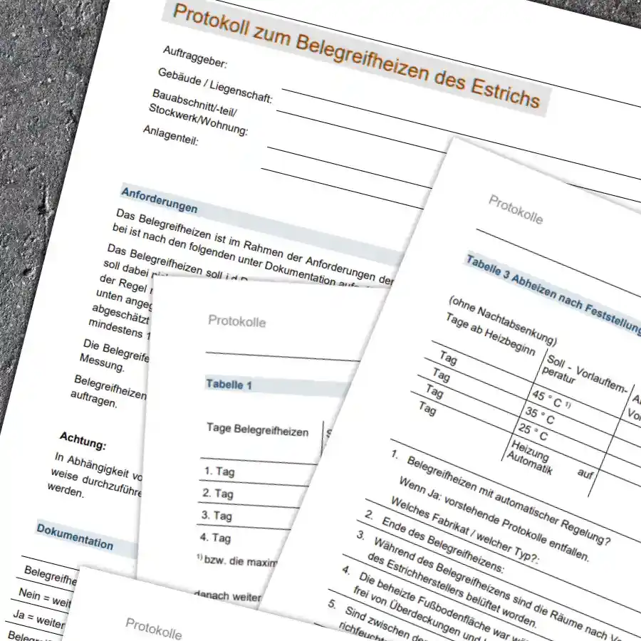 Estrich-Feuchtemessung Estrich Bautrocknung Ingolstadt – Protokoll für Folgegewerke